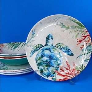 The Food Network New Sea-life Melamine Dinner plate set of 7